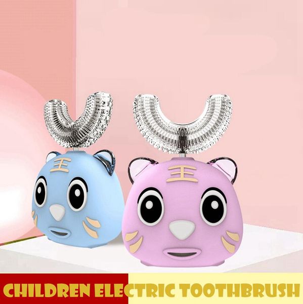 

360 degrees kid electric toothbrush u shaped automatic usb charging child tooth carton cute mouth oral care cleaning brush ljjp653