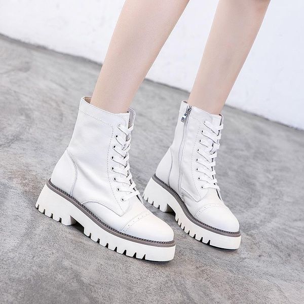

women's casual fashion boots high heel leather side to help comfortable soft round spring autumn new boots, Black
