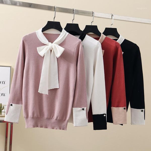 

sweater female 2020 autumn winter clothes slim all-match elastic knit pullover cute women sweaters korean femme jumper1, White;black