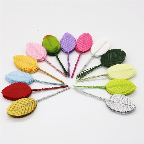 

decorative flowers & wreaths diy 200pcs faux leaves for wedding candies box decor iron wire artificial leaf hat decoration garland toy mater