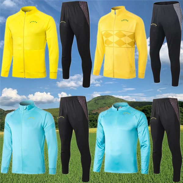 

20 21 brasil jackets tracksuit training suit football survetement 2020 2021 football sports jacket suit training suit, Black