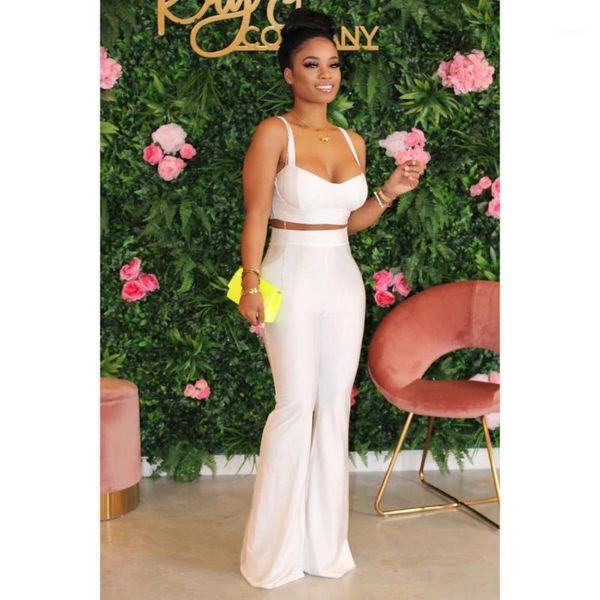 

adfvat white color straps crop tee women party set high waist wide leg pants elegant two piece set wn-k88921