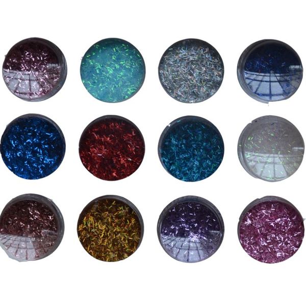 

nail glitter 1set/12 boxes mini long type thin paillette shiny art glitters sequins tip dust manicure decorations, Silver;gold