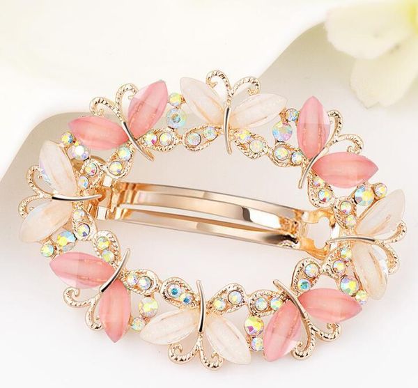 

fashion women hairpins colorful shinning rhinestones butterfly leaf hairpin hair clip jewelry hair accessorie jllrum xhhair, Black;brown