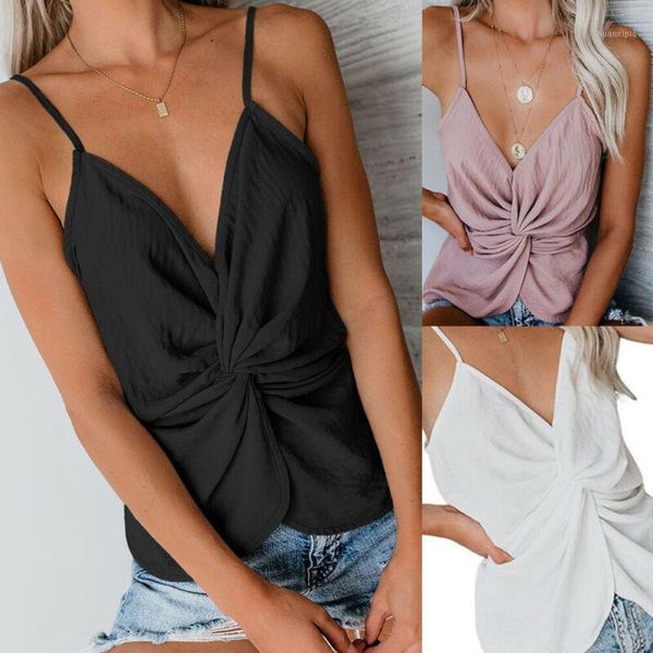 

plus size women summer tank v neck t-shirt ladies casual loose blouse /by1, White