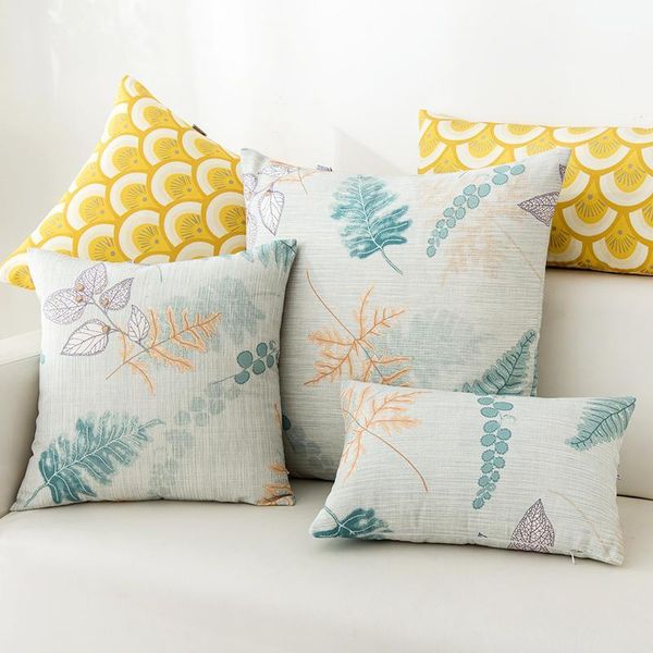 

pastoral style cushion cover green plant and flowers printed throw pillow cover 60x60cm cushion case sofa bed decorative pillow1