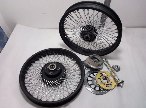 

cg125 ybr125 grass tracker gn125 gn250 17/18 inch front rear 72 spokes black motorcycle wheel rims with brake hub