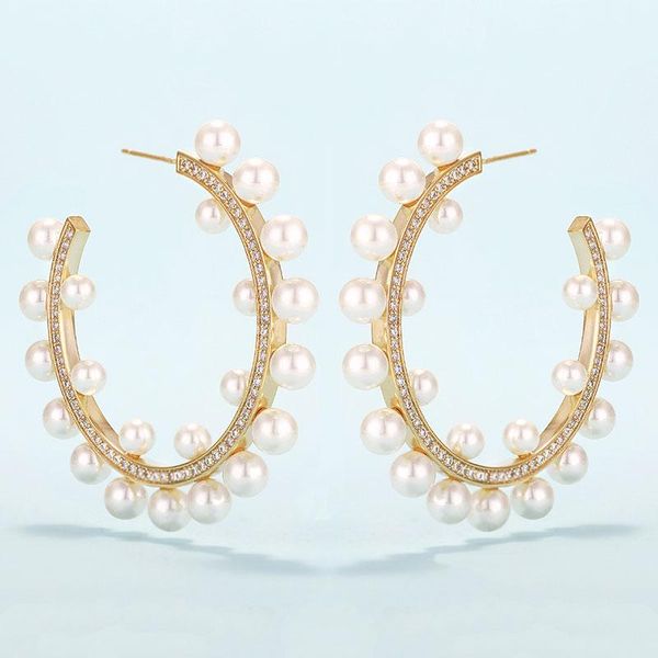 

godk 2020 imitation pearl charms women earrings fashion jewelry cubic zircon drop earrings for women wedding party accessories, Silver