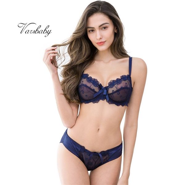 

varsbaby women slim lace lingerie ladies underwire floral large size bra sets y200708, Red;black