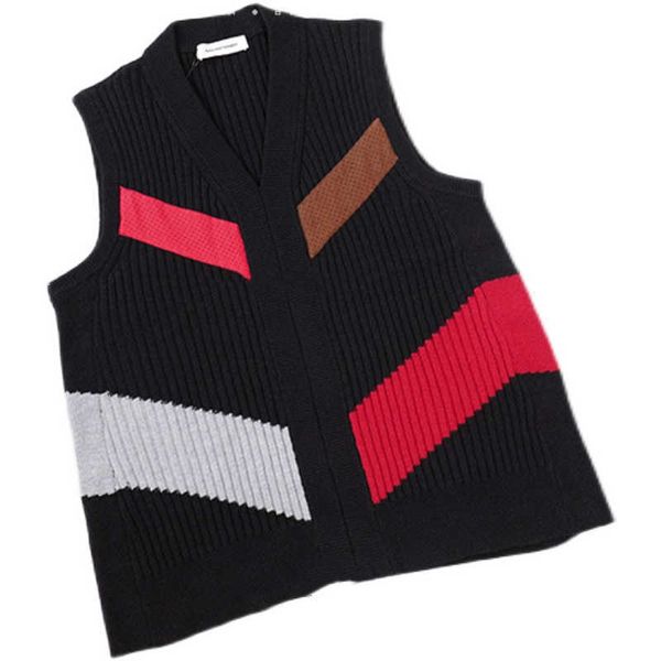 

men' vests autumn and winter kiko kostadinov pure wool vest contrast color veteran cadre couple sweater, White;black