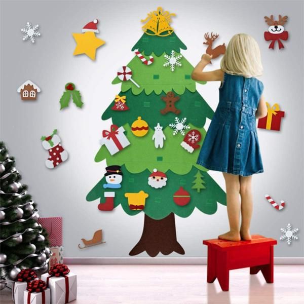 

diy felt christmas tree decoration hook and loop 3d three-dimensional christmas tree children hogard