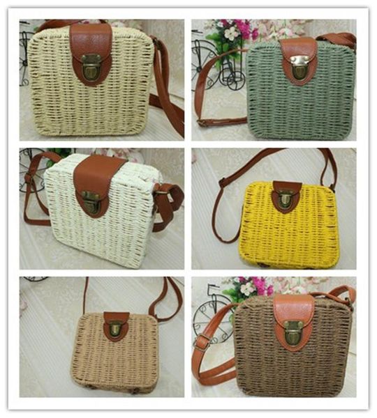 

women fashion straw bag messenger handbag purse crossbody beach summer tote