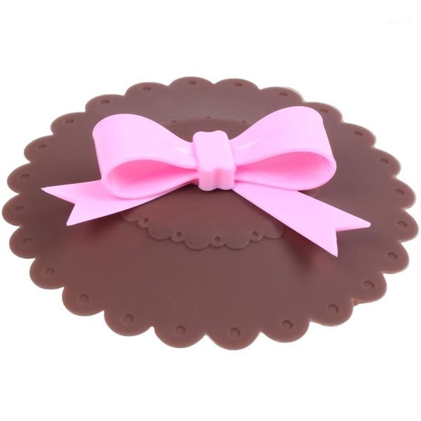 

cute anti-dust cartoon silicone glass cup cover coffee mug suction seal lid cap coffee+pink1