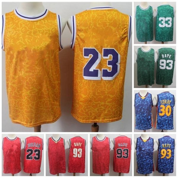 

stitched 93 basketball jerseys mens white red blue yellow #93 and monkeys jersey 23, Black