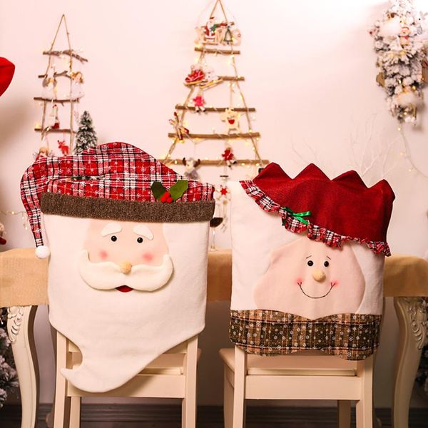 

new design for couple christmas santa claus chair cover solar term tablecloth home chair cover decorations accessories