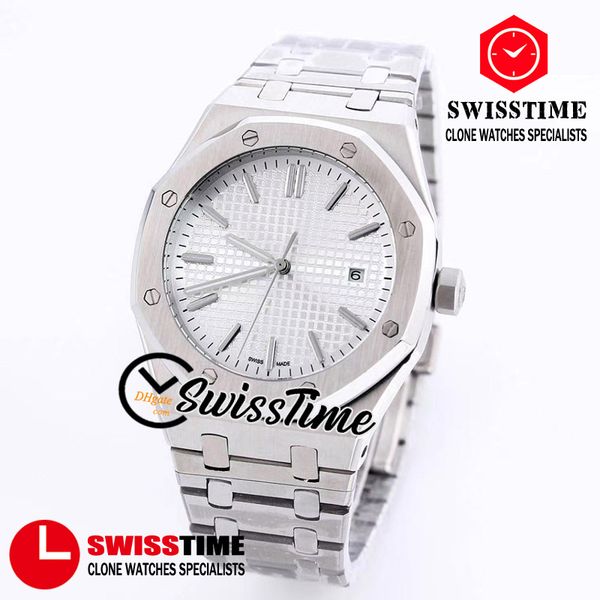 

sale new 41mm 15500 15500st a2813 automatic mens watch white texture dial 316l stainless steel bracelet luxury watches swisstime a12a, Slivery;brown