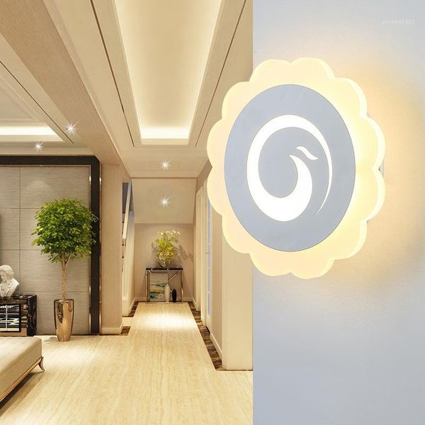 

creative aisle lamp simple modern bedroom bedside led wall lamp children room sunflower acrylic cafe light1
