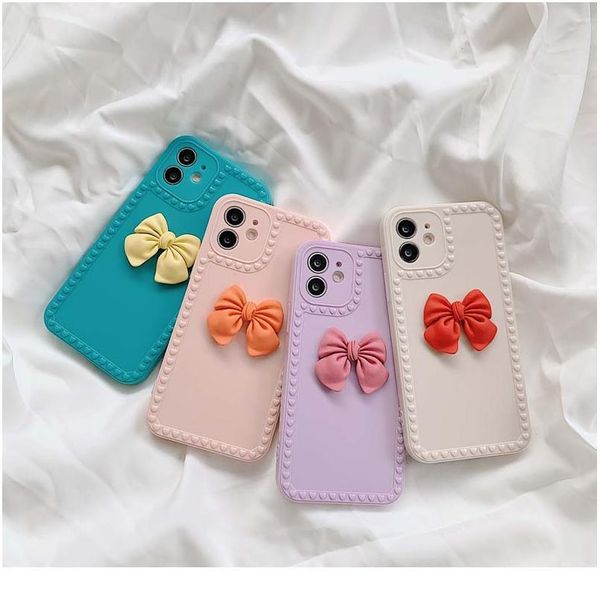 

phone case for iphone 11 12pro se2 7 8 6s plus x xr xs max love heart bowknot candy color bbyxon