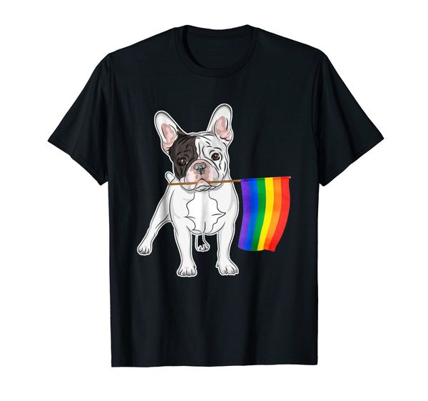 

мода мужчины с коротким рукавом футболки гей лесбийская lgbt pride flag french bulldog shirt собаки любители семья t рубашки спорта с капюшо