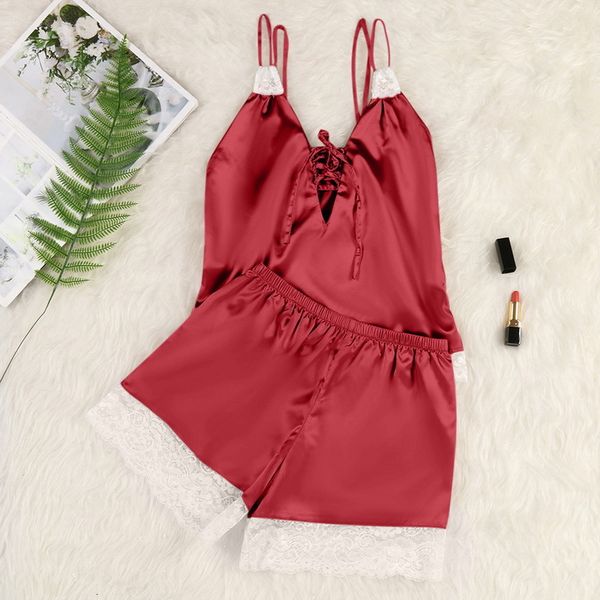 

2021 women lace pajamas patchwork suit sleepwear nightwear nightclothes female ladies pyjama set summer new, Black;white