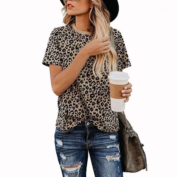 

women's t-shirt zsiibo women's leopard bottom short sleeve casual soft1, White