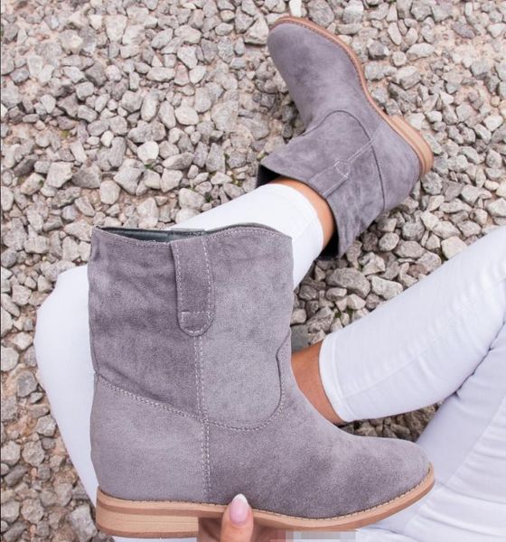 

boots woman back winter velvet retro snow female warm height increasing casual shoes boot, Black