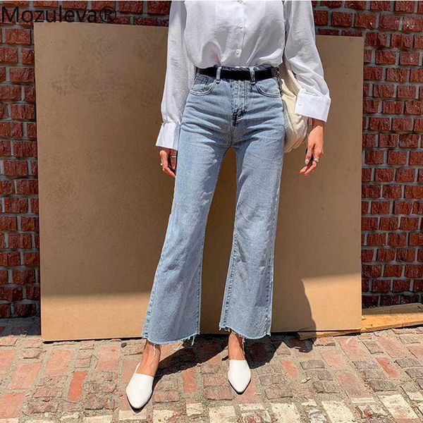 

women's jeans bornsra vintage denim blue button loose wide leg women autumn high waist tassel casual street female pants1