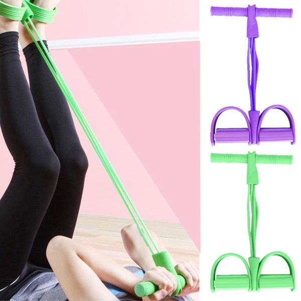 

new 4 tube pull rope fitness gum resistance band latex pedal exerciser sit-ups elastic band yoga equipment pilates exercise
