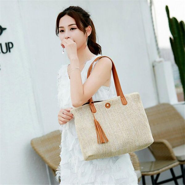 

women straw bag summer beach bag rattan shoulder bags bamboo handbag crossbody /by