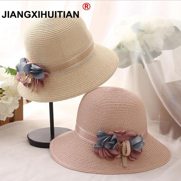 

2017 new womens summer floral straw hats fedora hat girls visor beach sun hat floppy panama for girls sqcbaf pingtoy, Black;white