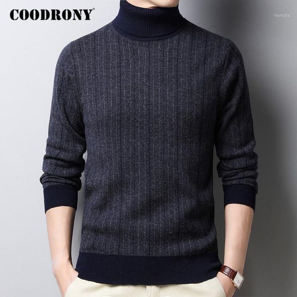 

coodrony pure merino wool thick warm winter turtleneck sweater men streetwear fashion casual cashmere pullover c30601, White;black