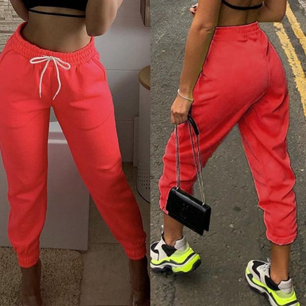 

women's pants & capris fashion casual solid color drawstring sweatpants orange, Black;white