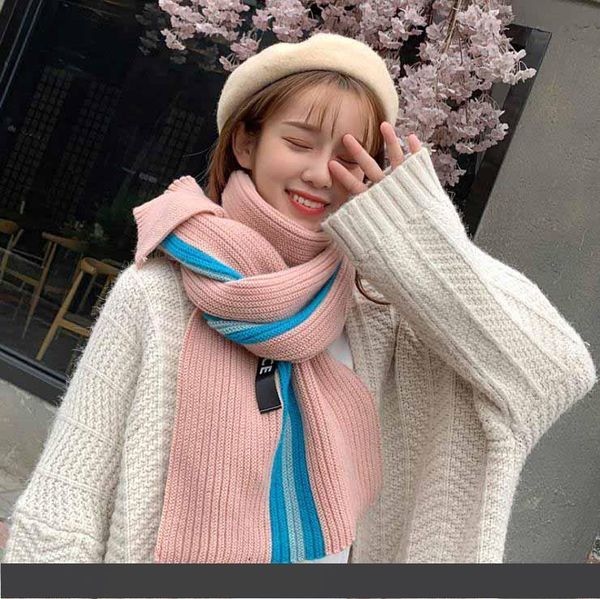 

new scarf girl winter versatile students soft sister thickened lovers qiu dong knitting girl scarf, Blue;gray