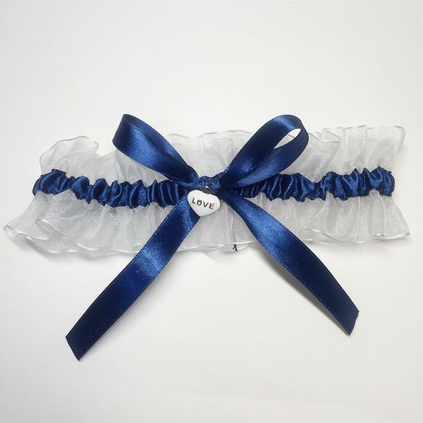 

new navy blue white wedding bridal garter handmade bowknot garters, Black;white