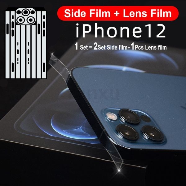 

100sets mobile phone clear protective side film lens film for iphone 12 mini 11 pro xr x xs max 8 silm tpu hydrogel rim stickers