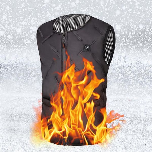 

outdoor t-shirts men women fashion heated vest adjustable temperature washable electric camping keep warm lightweight for winter usb chargin, Gray;blue