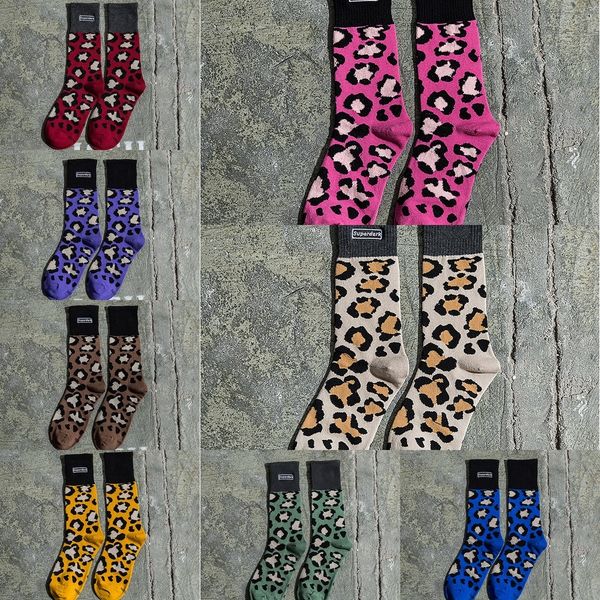 

rtxpi new autumn and winter net red korean spotted leopard multi color pure medium socks cotton men women's sock and versatile medium t, Black