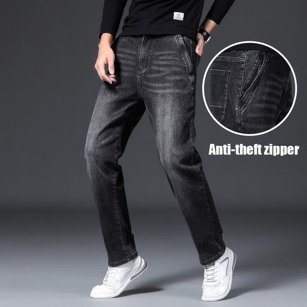 

2021 spring new men casual jeans cotton stretch straight denim pants classic fashion youth brand cowboy trousers q0104, Blue