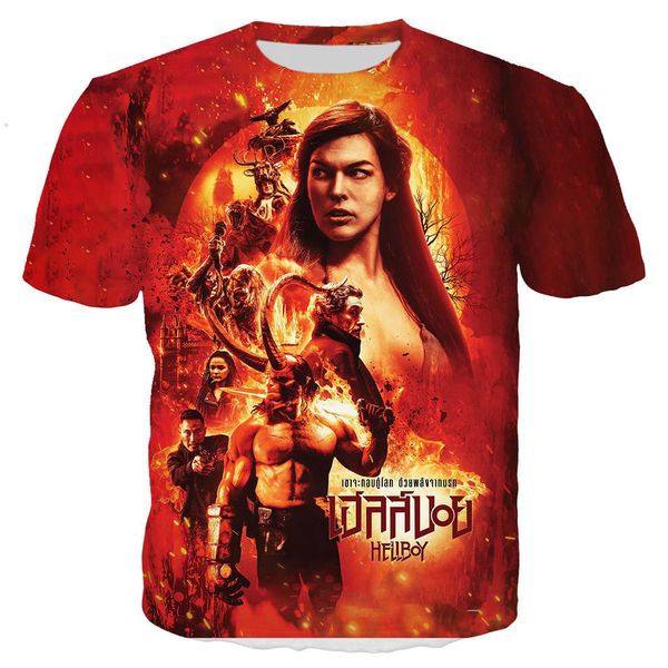 

movie hellboy shaman king 3d print shirts humor comics plus size men clothing