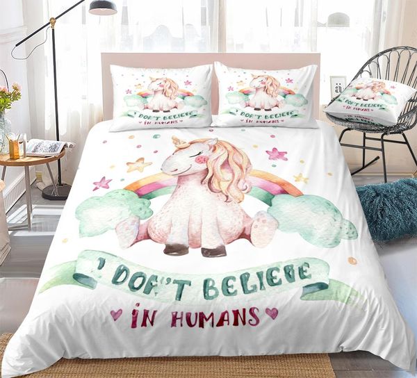 

unicorn bedding set cartoon duvet cover set horse bed linen cartoon unicorn bedspread kids gilr home textile microfiber beds set