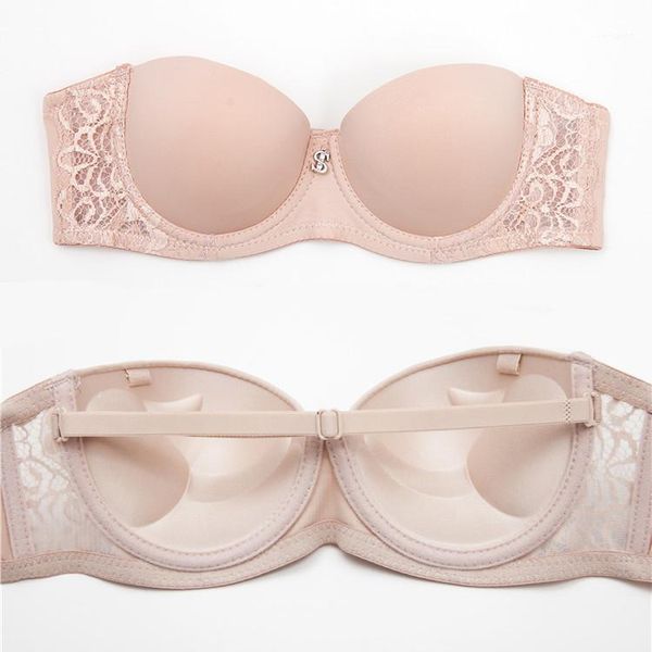 

women underwear lingerie bra for push up lace wedding invisible bra double cup supper padded strapless underwear1, Red;black