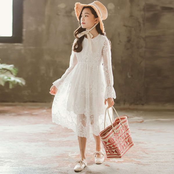 

2020 and summer girls' 19020 water soluble lace spring high waist elegant beach holiday skirt parent child drs, Red;yellow