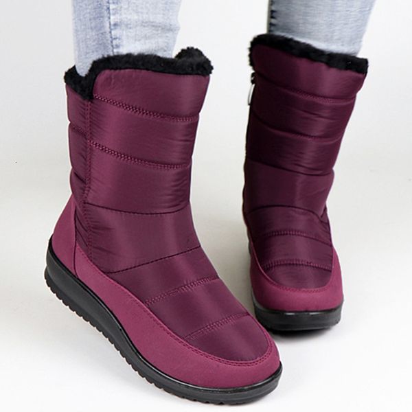 

waterproof snow women winter ankle warm plush wedge shoes ladies fur platform zip boots black bota feminina 2020