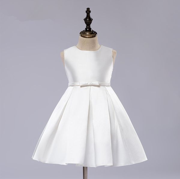 

white satin girl party dress sleeveless kids girls first communion gowns girl pageant princess gown flower girl weddings dresses t200709, Red;yellow