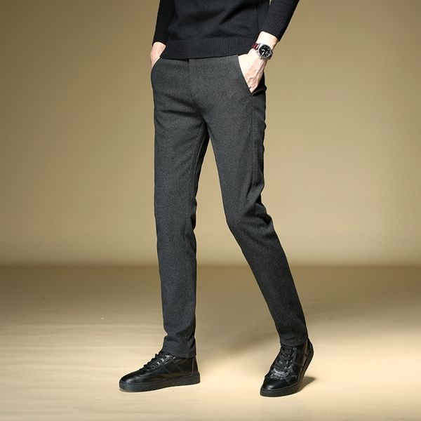 

zpyue four-sided slim-fit tight tight pencil pencil new leggings men's elastic straight pants cardigan autumn and winter woolen casual, Blue