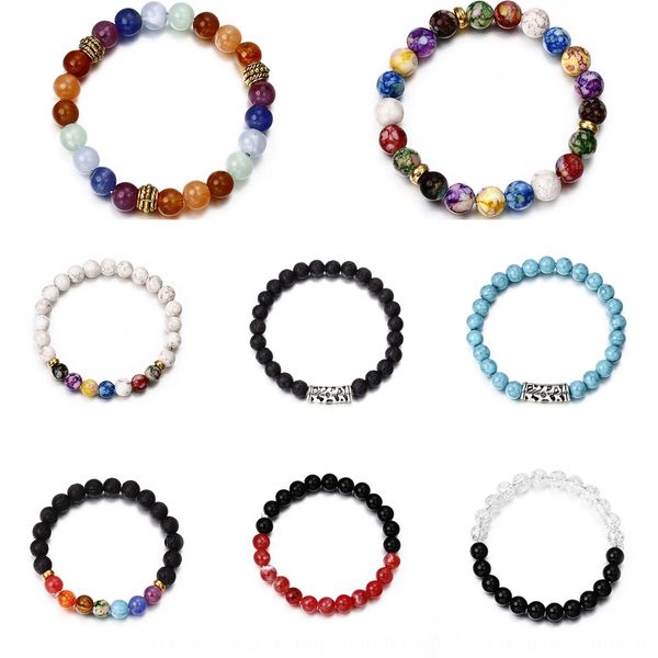 

природный камень вулканического braceletcolorful семь chakrasenergy йога браслет и струнные аксессуары природный вулканический камень bracel, Golden;silver