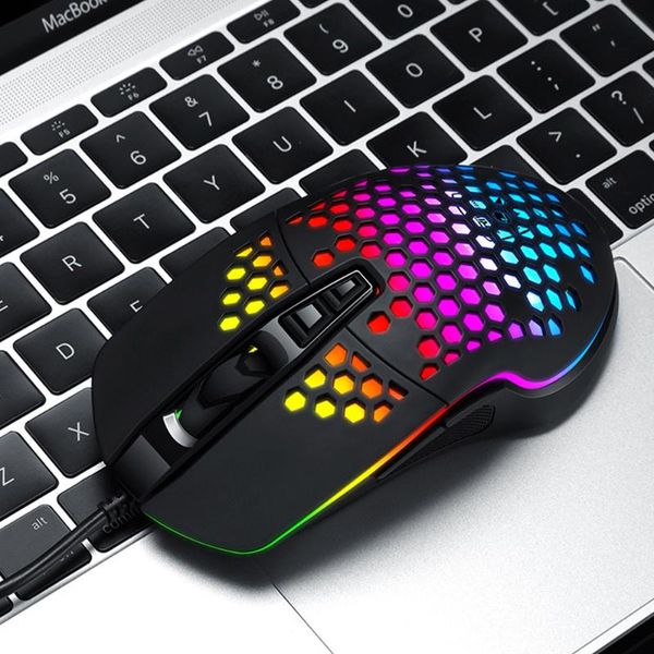 

mice v9 ergonomic 4000dpi usb wired hollow-out rgb light gaming mouse gamer mouses for pc
