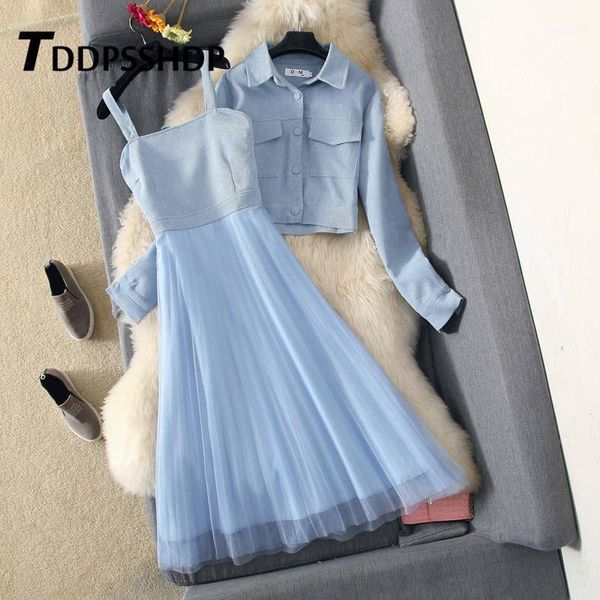 

fashion 2020 women dress with out wear apricot blue pink color two piece suit spring female dresses1, Black;gray
