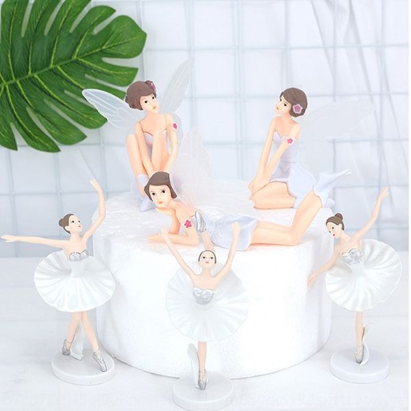 

pk387 cake decorative ballet dancing female white wings fairy ornaments and ornamentsaccessoriesbeautiful ornaments ballet girl 3-piece set