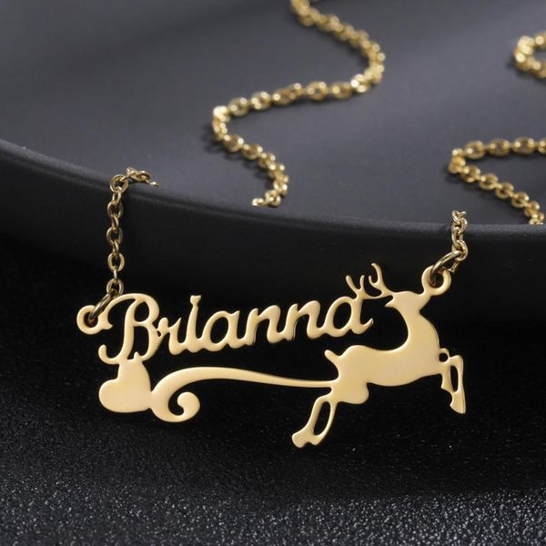 

personalized elk necklace custom name stainless steel nameplated deer antlers necklaces christmas jewelry gifts women girls
